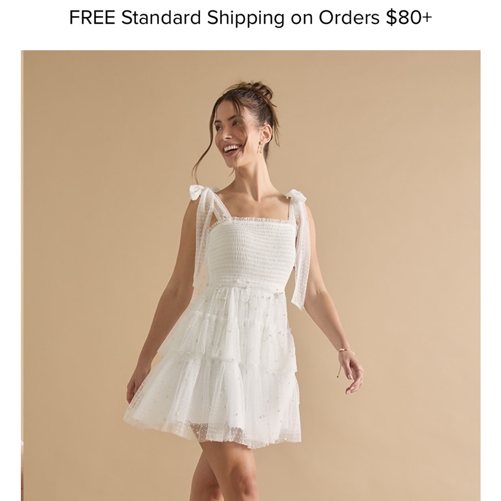 NWT Vienna Pearl Embellished Mini Dress Francesca's Collections Size M